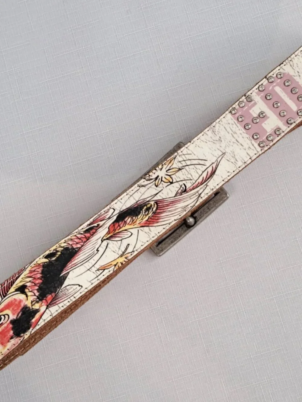 Vintage ED HARDY Koi Fish Leather Belt